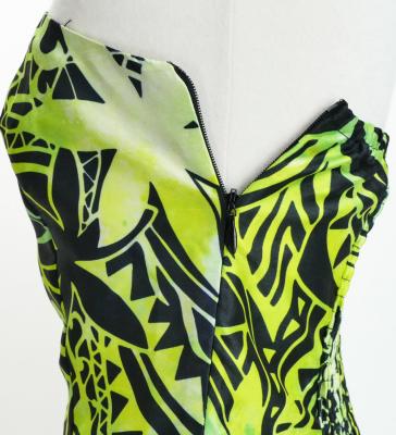 Hula Long Dress with Heliconia Print / Luxury Collection / Yellow Green / J2679ye