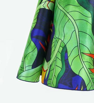 Hula Midi Dress with Strelitzia Print / Luxury Collection / Blue / J2680bl