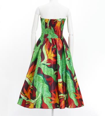 Hula Midi Dress with Strelitzia Print / Luxury Collection / Brown Red / J2680br