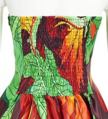 Hula Midi Dress with Strelitzia Print / Luxury Collection / Brown Red / J2680br