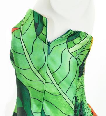 Hula Midi Dress with Strelitzia Print / Luxury Collection / Green / J2680gr