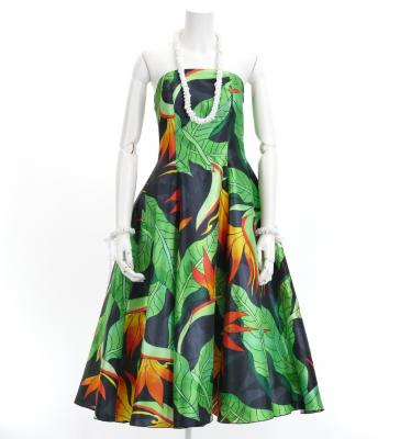 Hula Midi Dress with Strelitzia Print / Luxury Collection / Gray / J2680gy