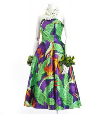Hula Midi Dress with Strelitzia Print / Luxury Collection / Purple / J2680pu