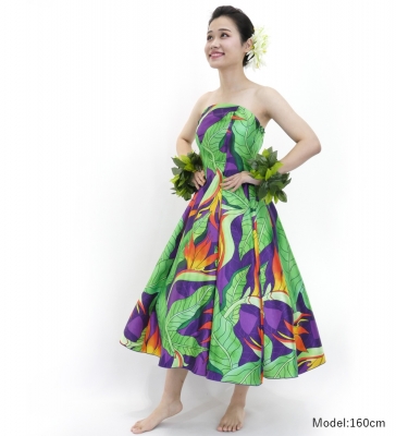 Hula Midi Dress with Strelitzia Print / Luxury Collection / Purple / J2680pu