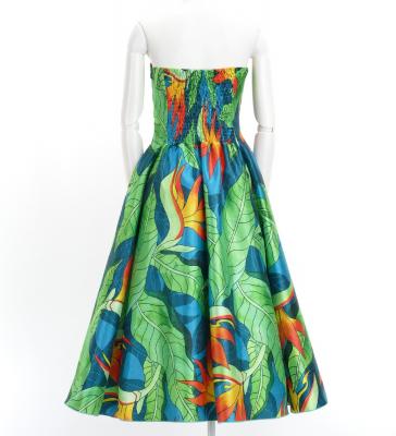 Hula Midi Dress with Strelitzia Print / Luxury Collection / Turquoise Blue / J2680tbl