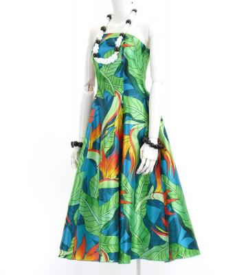 Hula Midi Dress with Strelitzia Print / Luxury Collection / Turquoise Blue / J2680tbl