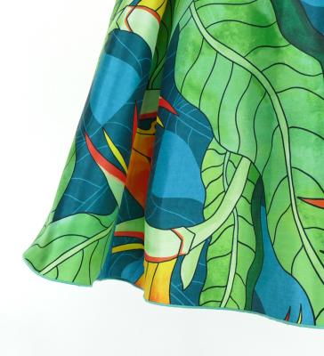 Hula Midi Dress with Strelitzia Print / Luxury Collection / Turquoise Blue / J2680tbl