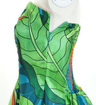 Hula Midi Dress with Strelitzia Print / Luxury Collection / Turquoise Blue / J2680tbl