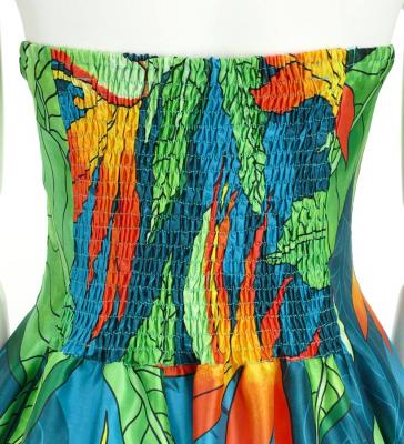Hula Midi Dress with Strelitzia Print / Luxury Collection / Turquoise Blue / J2680tbl