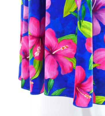 Hula Long Hibiscus Dress with Velvet / Luxury Collection / Blue / J2681bl