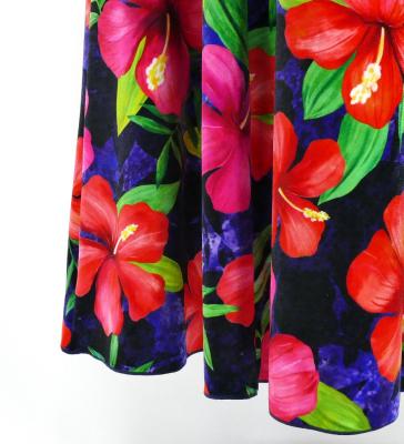 Hula Long Hibiscus Dress with Velvet / Luxury Collection / Navy / J2681nv
