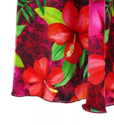 Hula Long Hibiscus Dress with Velvet / Luxury Collection / Pink / J2681pi