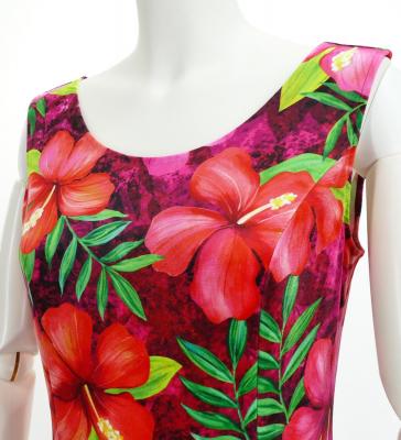 Hula Long Hibiscus Dress with Velvet / Luxury Collection / Pink / J2681pi