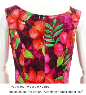 Hula Long Hibiscus Dress with Velvet / Luxury Collection / Pink / J2681pi