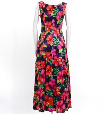 Hula Long Hibiscus Dress with Velvet / Luxury Collection / Purple / J2681pu