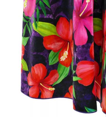 Hula Long Hibiscus Dress with Velvet / Luxury Collection / Purple / J2681pu