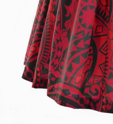 Hula Pa'u Skirt with Kahiko Print / Red /G2685