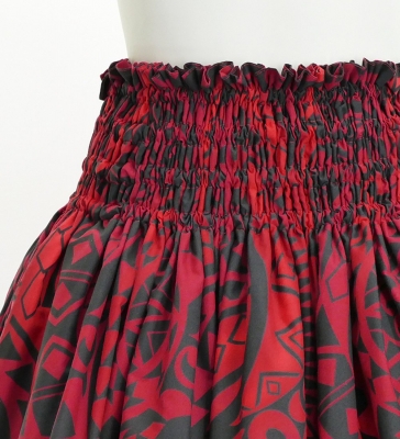 Hula Pa'u Skirt with Kahiko Print / Red /G2685