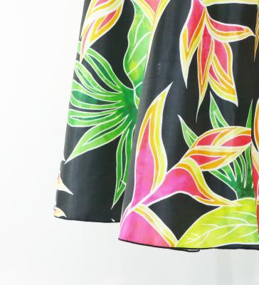 Hula Long Dress with Heliconia Print / Luxury Collection / Black / J2687bk