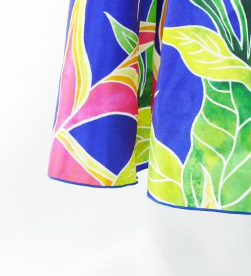 Hula Long Dress with Heliconia Print / Luxury Collection / Blue / J2687bl
