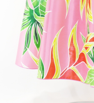 Hula Long Dress with Heliconia Print / Luxury Collection / Pink / J2687pi