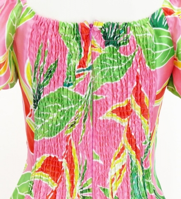 Hula Long Dress with Heliconia Print / Luxury Collection / Pink / J2687pi