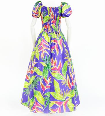 Hula Long Dress with Heliconia Print / Luxury Collection / Purple / J2687pu