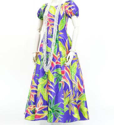 Hula Long Dress with Heliconia Print / Luxury Collection / Purple / J2687pu