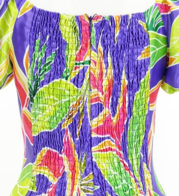 Hula Long Dress with Heliconia Print / Luxury Collection / Purple / J2687pu
