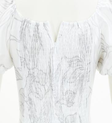 Hula Long Dress with Heliconia Print / Luxury Collection / White / J2687wh