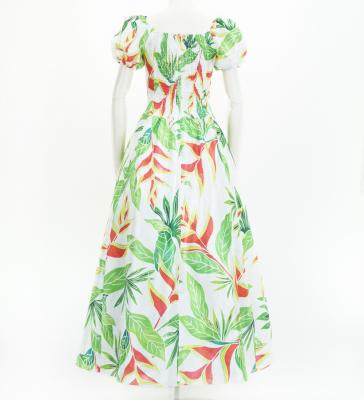 Hula Long Dress with Heliconia Print / Luxury Collection / White&Red / J2687whrd