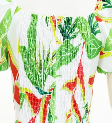 Hula Long Dress with Heliconia Print / Luxury Collection / White&Red / J2687whrd