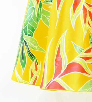 Hula Long Dress with Heliconia Print / Luxury Collection / Yellow / J2687ye