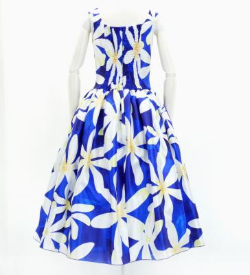 Hula Midi Dress with Tiare Print / Luxury Collection / Blue / J2688bl