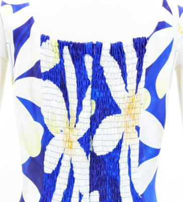 Hula Midi Dress with Tiare Print / Luxury Collection / Blue / J2688bl