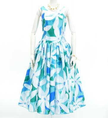 Hula Midi Dress with Tiare Print / Luxury Collection / Light Blue / J2688lbl