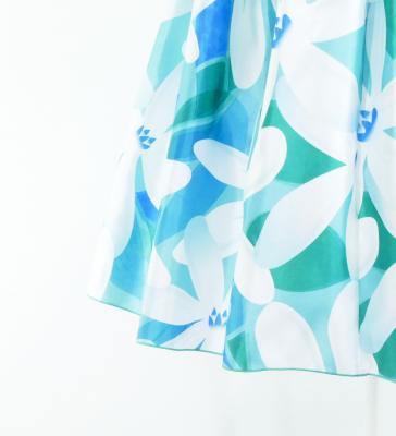 Hula Midi Dress with Tiare Print / Luxury Collection / Light Blue / J2688lbl