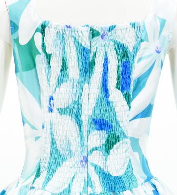 Hula Midi Dress with Tiare Print / Luxury Collection / Light Blue / J2688lbl