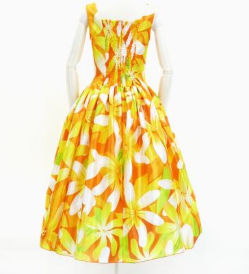 Hula Midi Dress with Tiare Print / Luxury Collection / Orange / J2688or