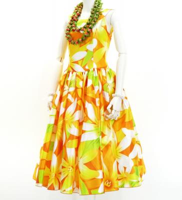 Hula Midi Dress with Tiare Print / Luxury Collection / Orange / J2688or