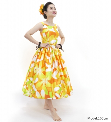 Hula Midi Dress with Tiare Print / Luxury Collection / Orange / J2688or