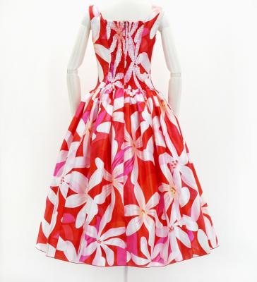 Hula Midi Dress with Tiare Print / Luxury Collection / Red / J2688rd
