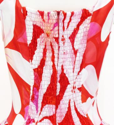 Hula Midi Dress with Tiare Print / Luxury Collection / Red / J2688rd