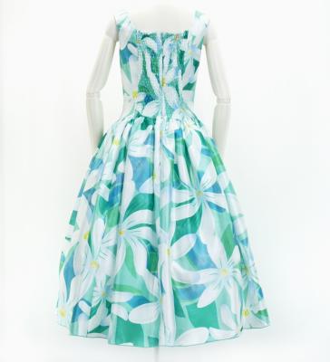Hula Midi Dress with Tiare Print / Luxury Collection / Turquoise Blue / J2688tbl