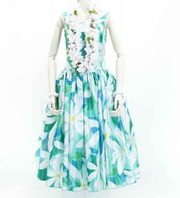 Hula Midi Dress with Tiare Print / Luxury Collection / Turquoise Blue / J2688tbl