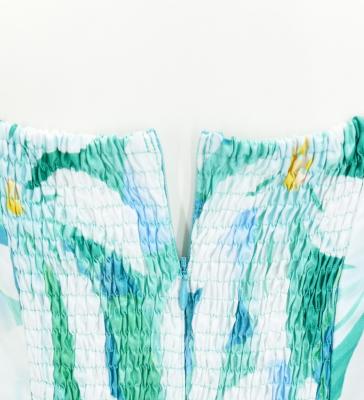 Hula Midi Dress with Tiare Print / Luxury Collection / Turquoise Blue / J2688tbl