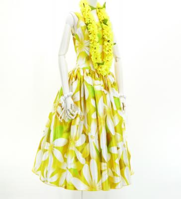Hula Midi Dress with Tiare Print / Luxury Collection / Yellow / J2688ye