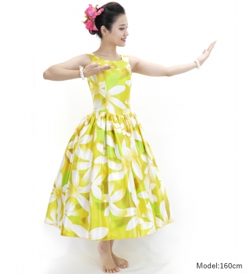 Hula Midi Dress with Tiare Print / Luxury Collection / Yellow / J2688ye