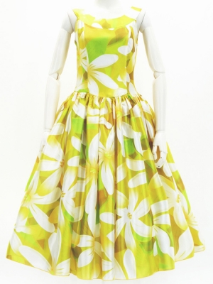 Hula Midi Dress with Tiare Print / Luxury Collection / Yellow / J2688ye