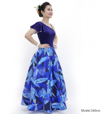 Hula One Shoulder Dress with Velvet & Ginger / Luxury Collection / Blue / J2690bl